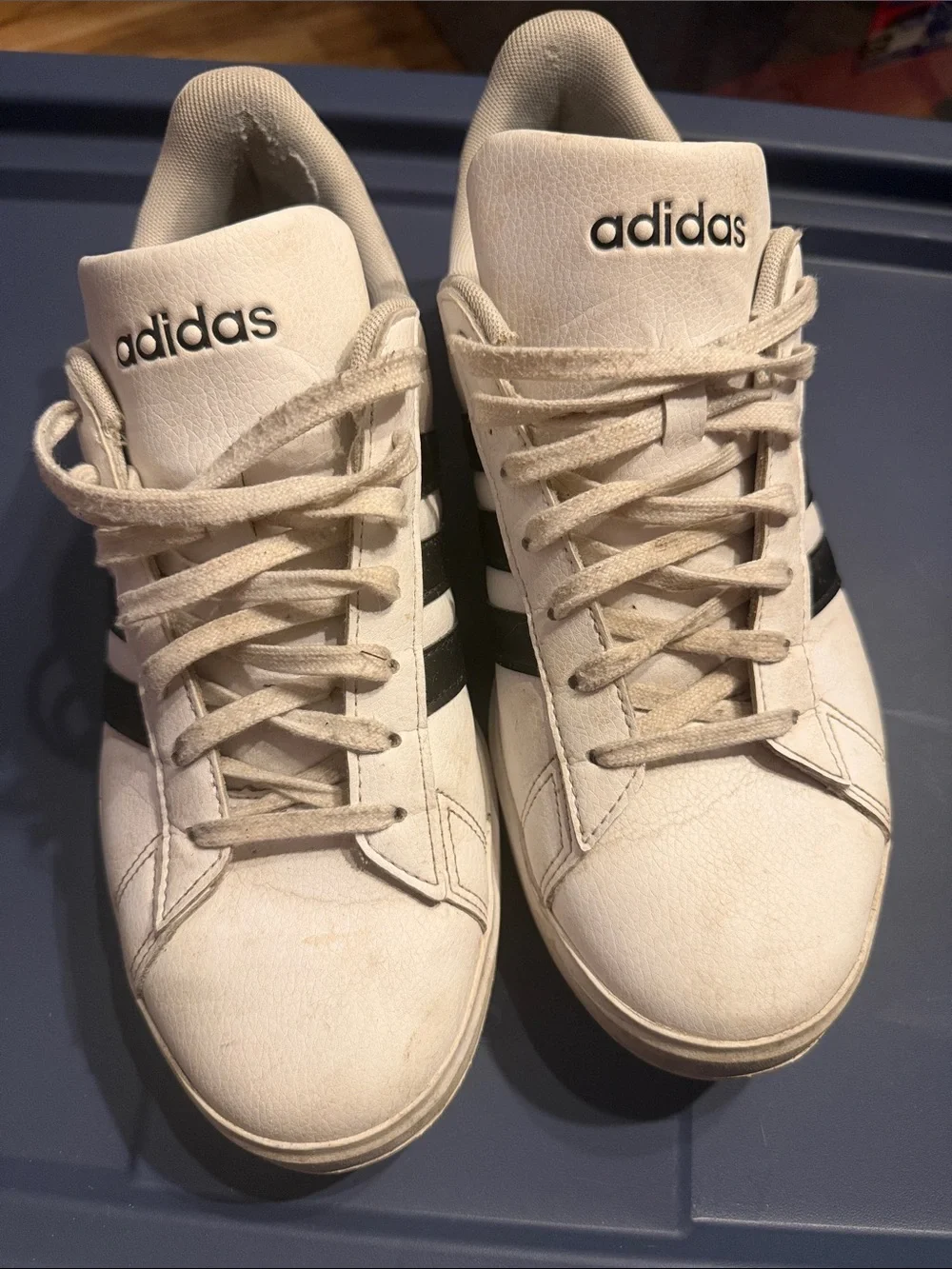 adidas White Sneakers with Black Stripes